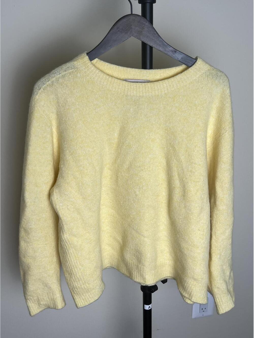 Yellow Cropped Sweater Soft Cozy Knit Minimalist Spring Pullover Made in Italy